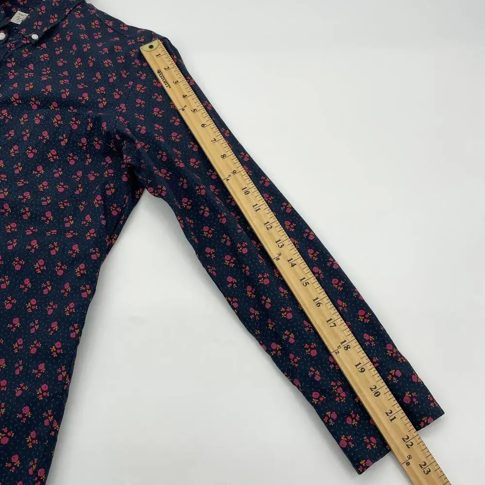 J. CREW Vintage Floral Long Sleeve Button Down Shirt Size M Slim Stretch Secret